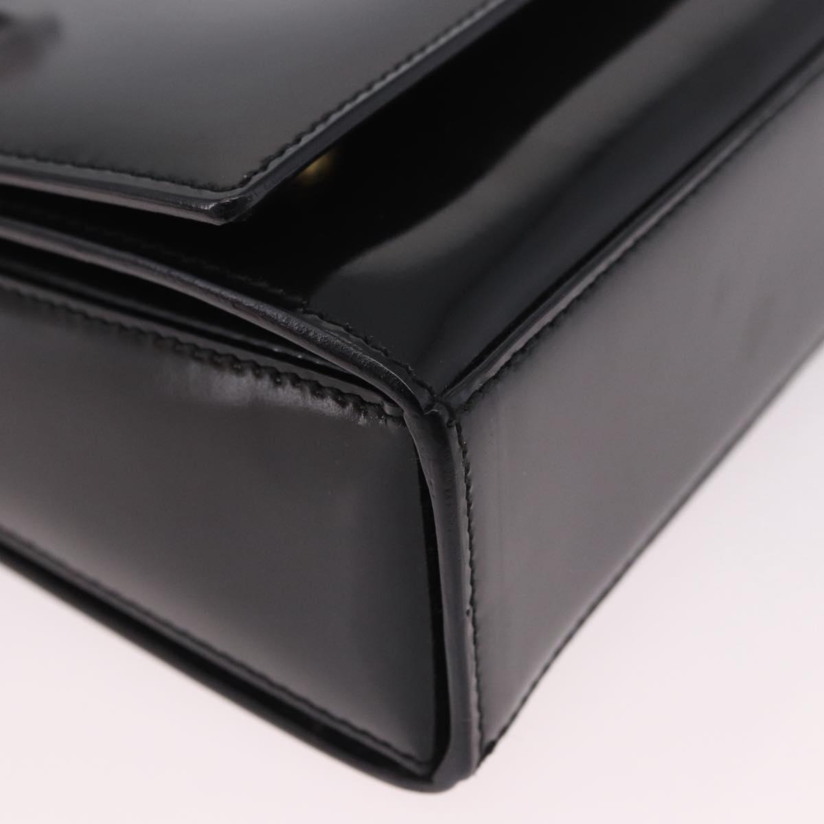 CELINE Hand Bag Patent leather Black Gold Auth 190425A