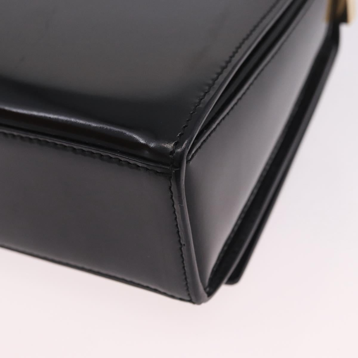 CELINE Hand Bag Patent leather Black Gold Auth 190425A