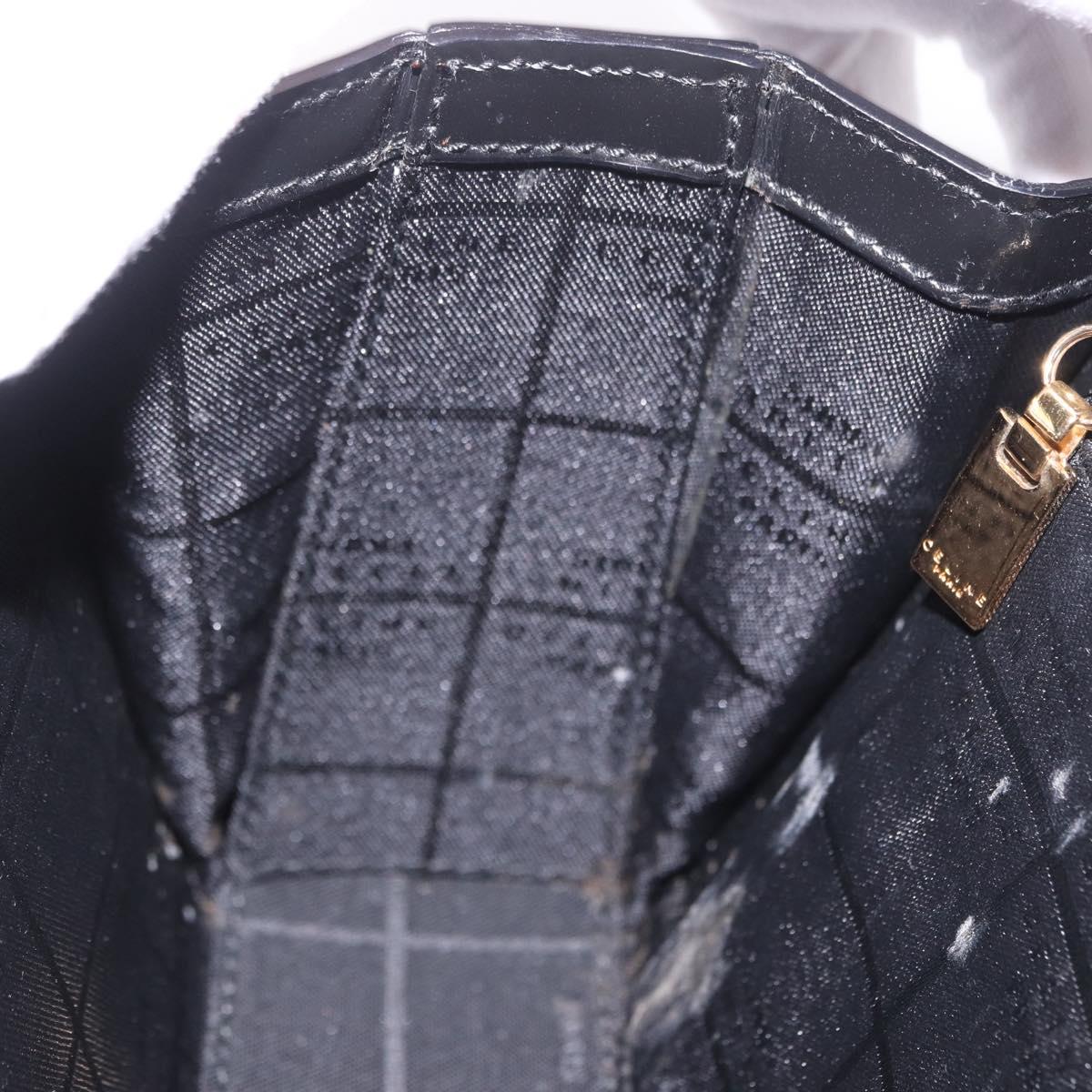 CELINE Hand Bag Patent leather Black Gold Auth 190425A