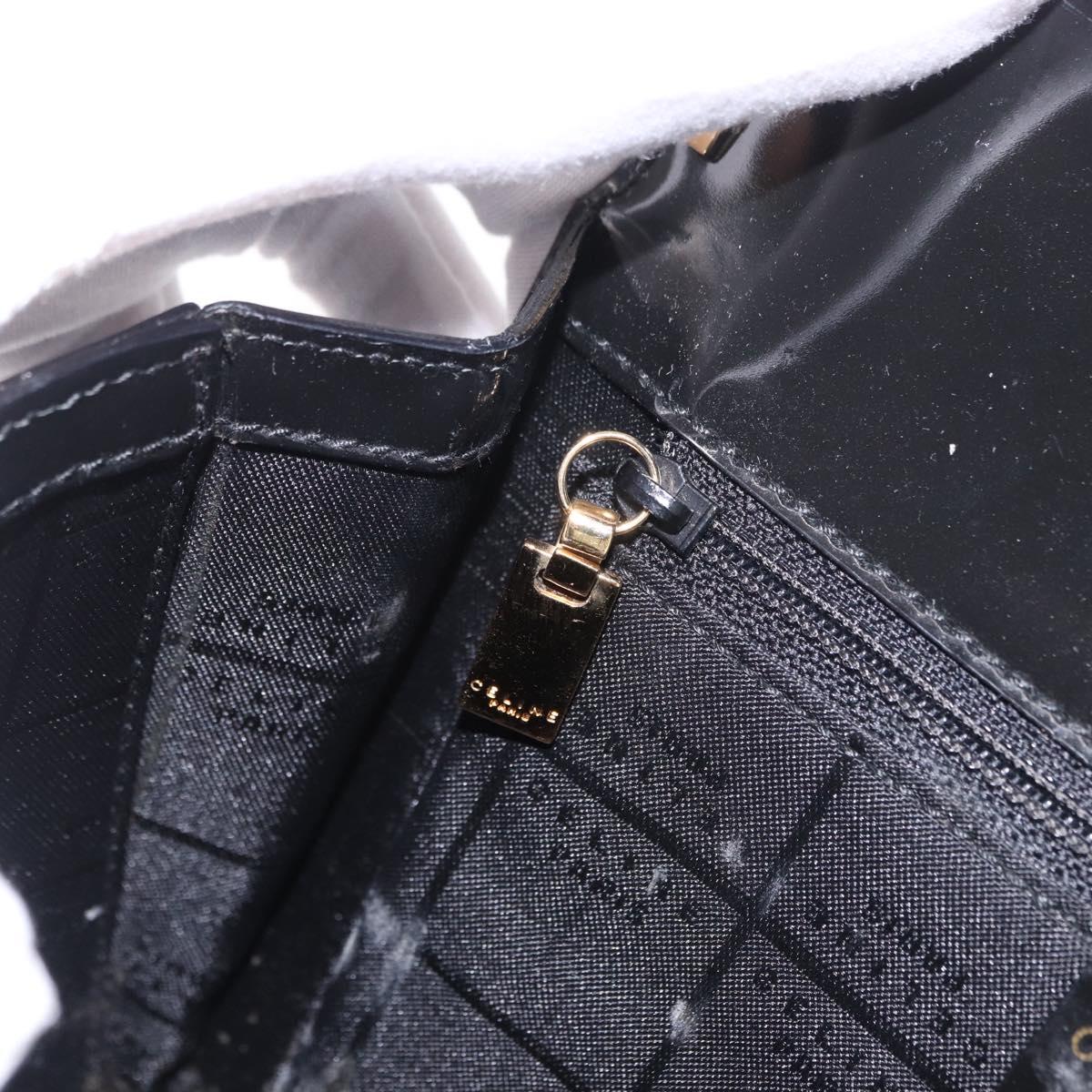 CELINE Hand Bag Patent leather Black Gold Auth 190425A