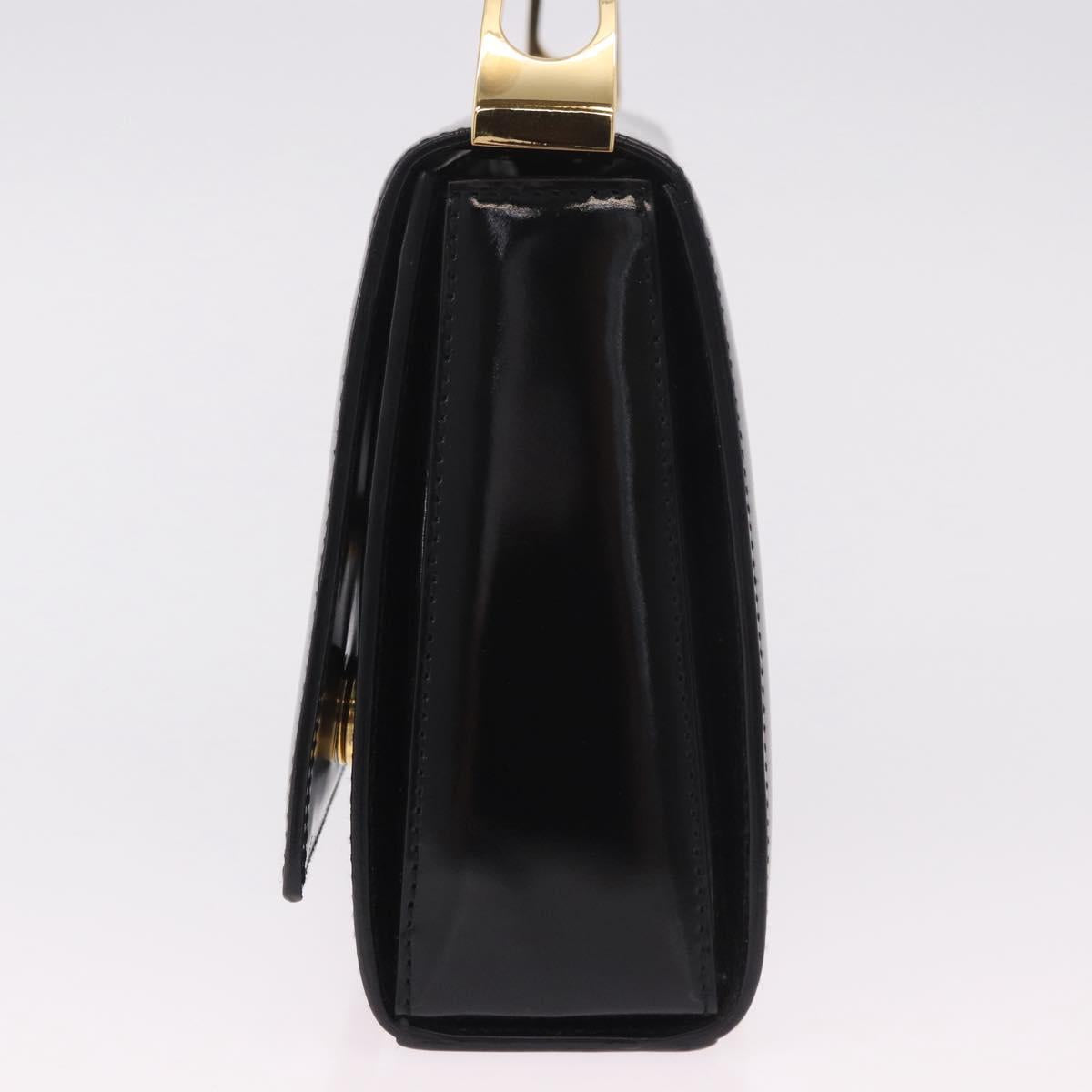 CELINE Hand Bag Patent leather Black Gold Auth 190425A