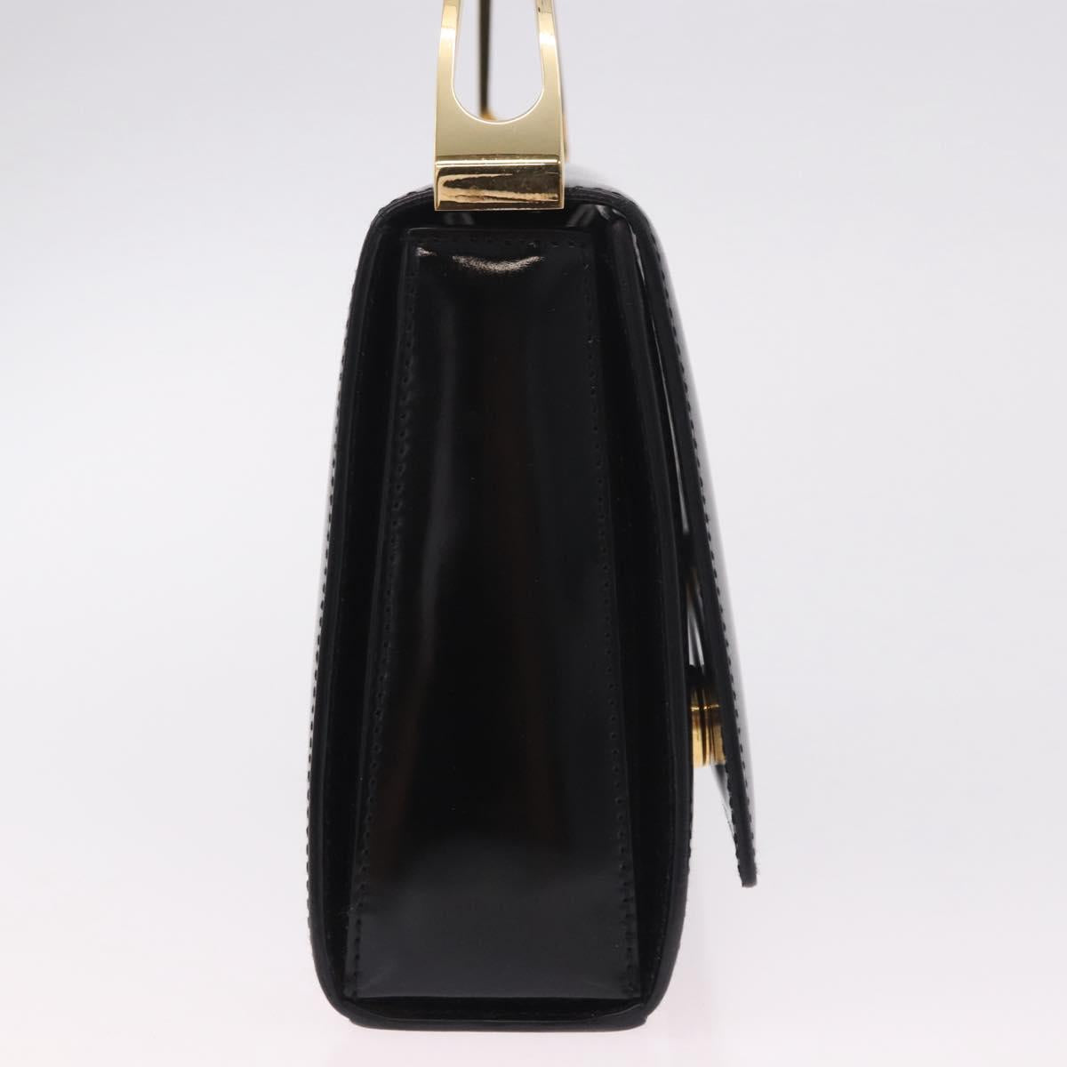 CELINE Hand Bag Patent leather Black Gold Auth 190425A