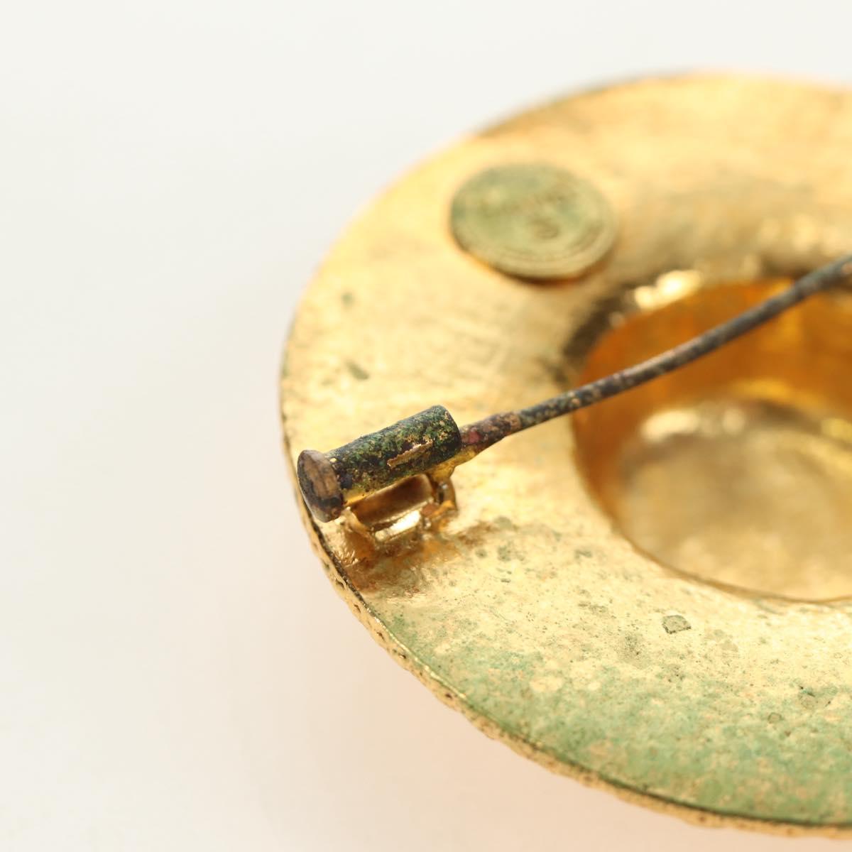 CHANEL Brooch metal Gold CC Auth 190426M