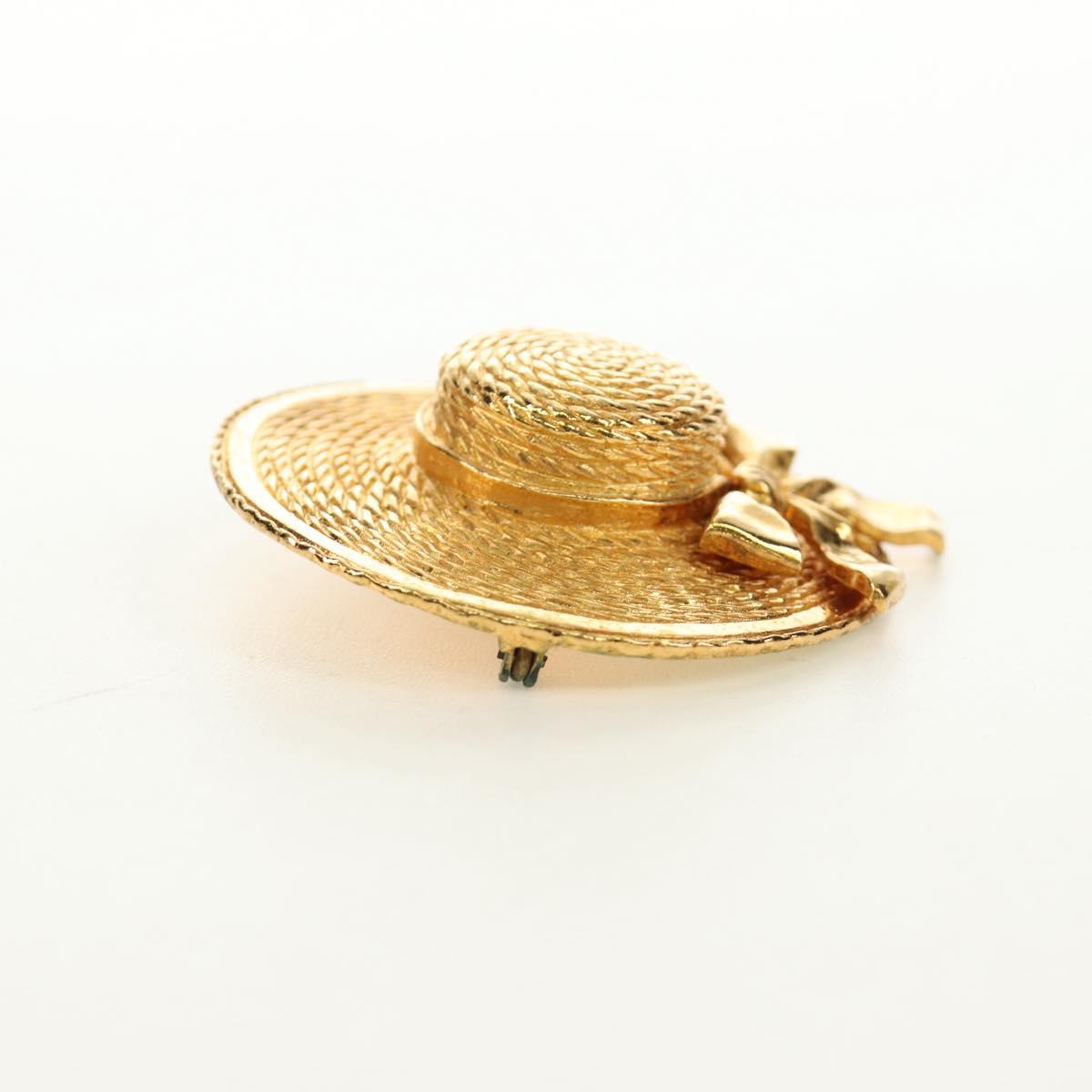 CHANEL Brooch metal Gold CC Auth 190426M