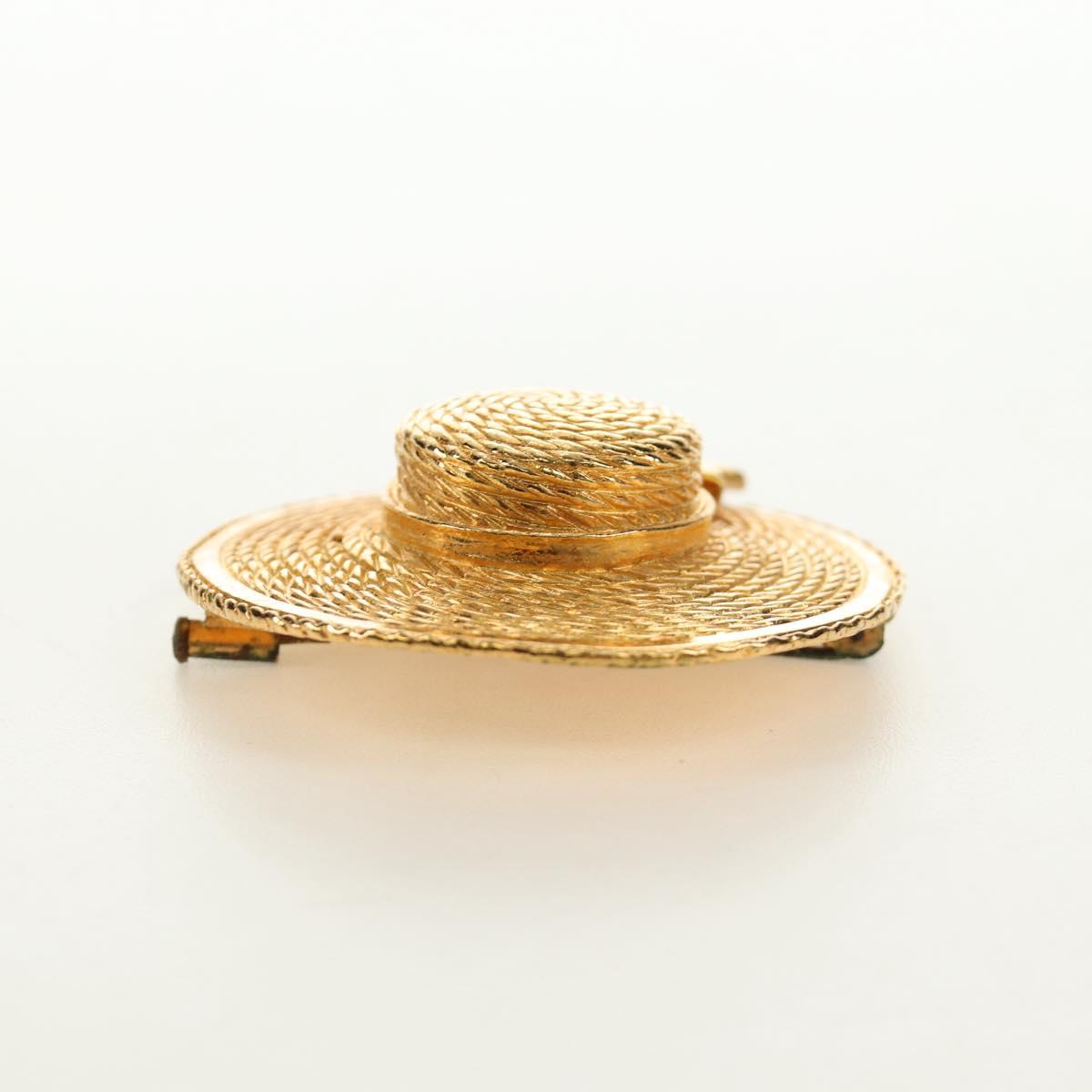 CHANEL Brooch metal Gold CC Auth 190426M