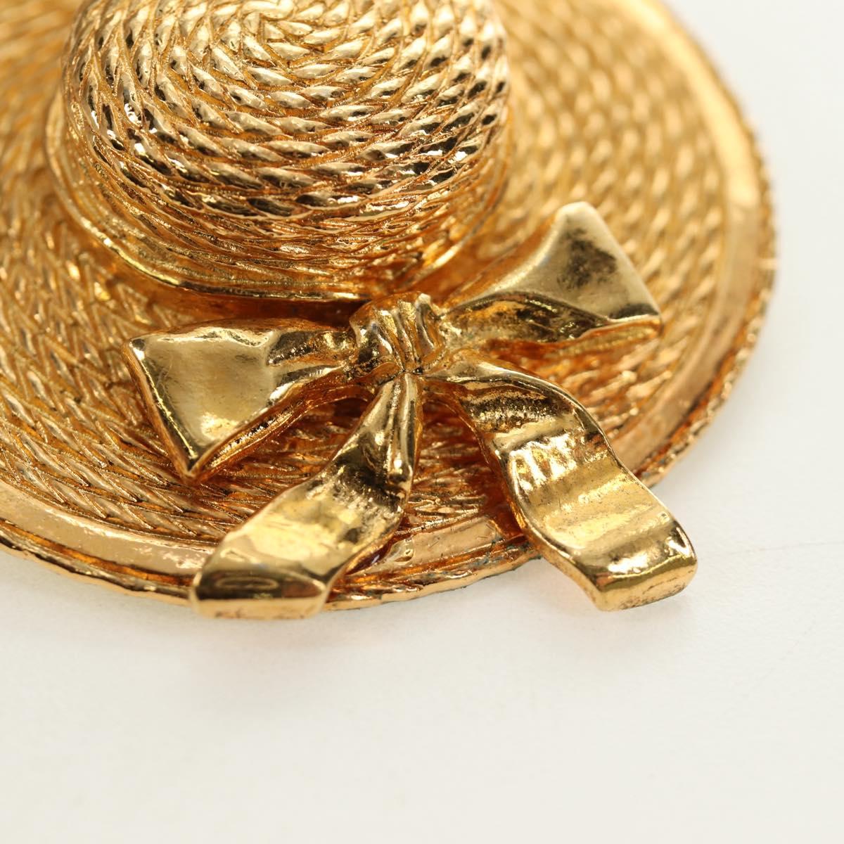 CHANEL Brooch metal Gold CC Auth 190426M
