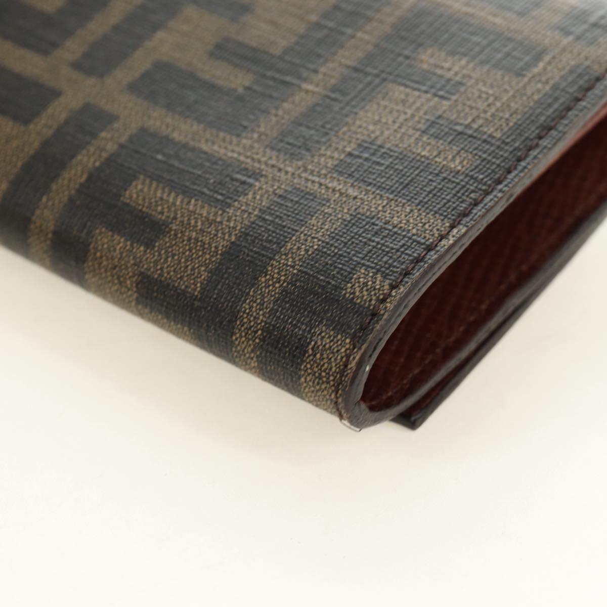 FENDI Zucca Canvas Long Wallet Black Brown Auth 190427V