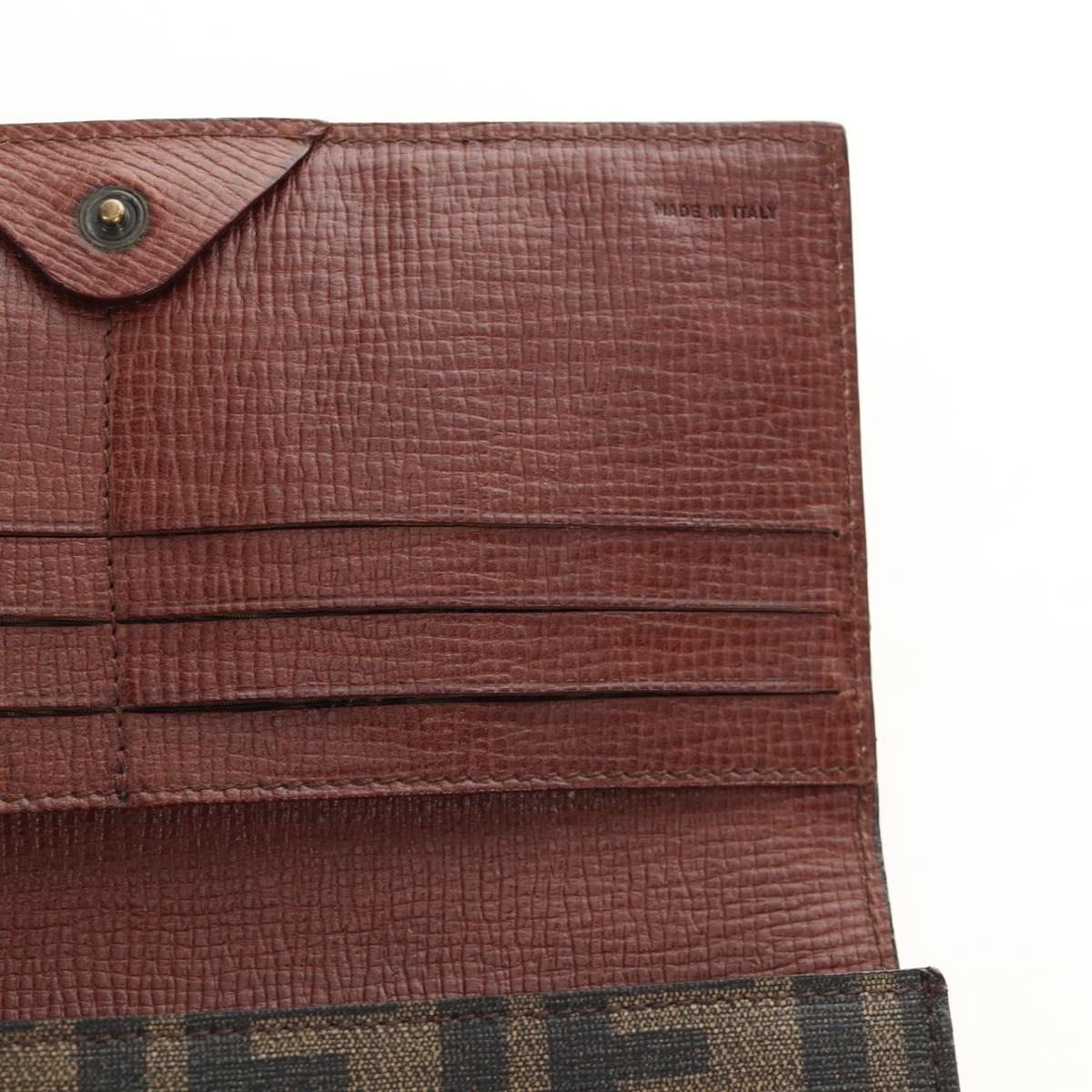 FENDI Zucca Canvas Long Wallet Black Brown Auth 190427V