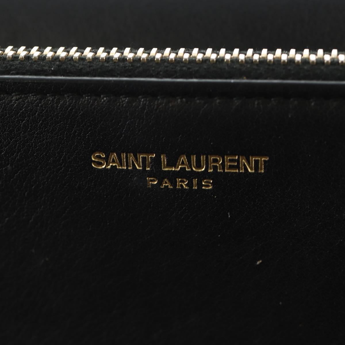 SAINT LAURENT Y Line Long Wallet Leather Black Gold 314995 Auth 190428A