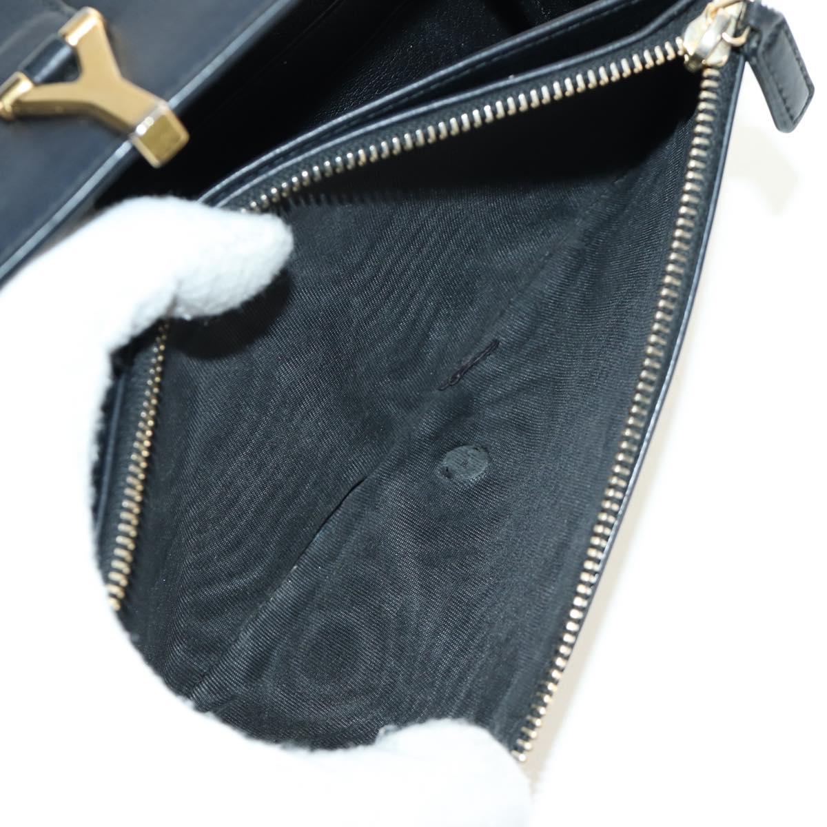 SAINT LAURENT Y Line Long Wallet Leather Black Gold 314995 Auth 190428A