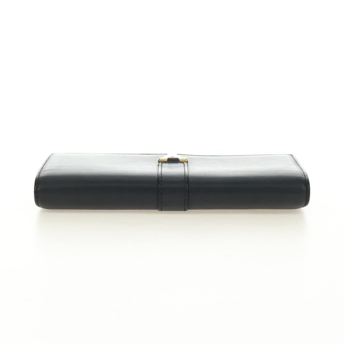 SAINT LAURENT Y Line Long Wallet Leather Black Gold 314995 Auth 190428A