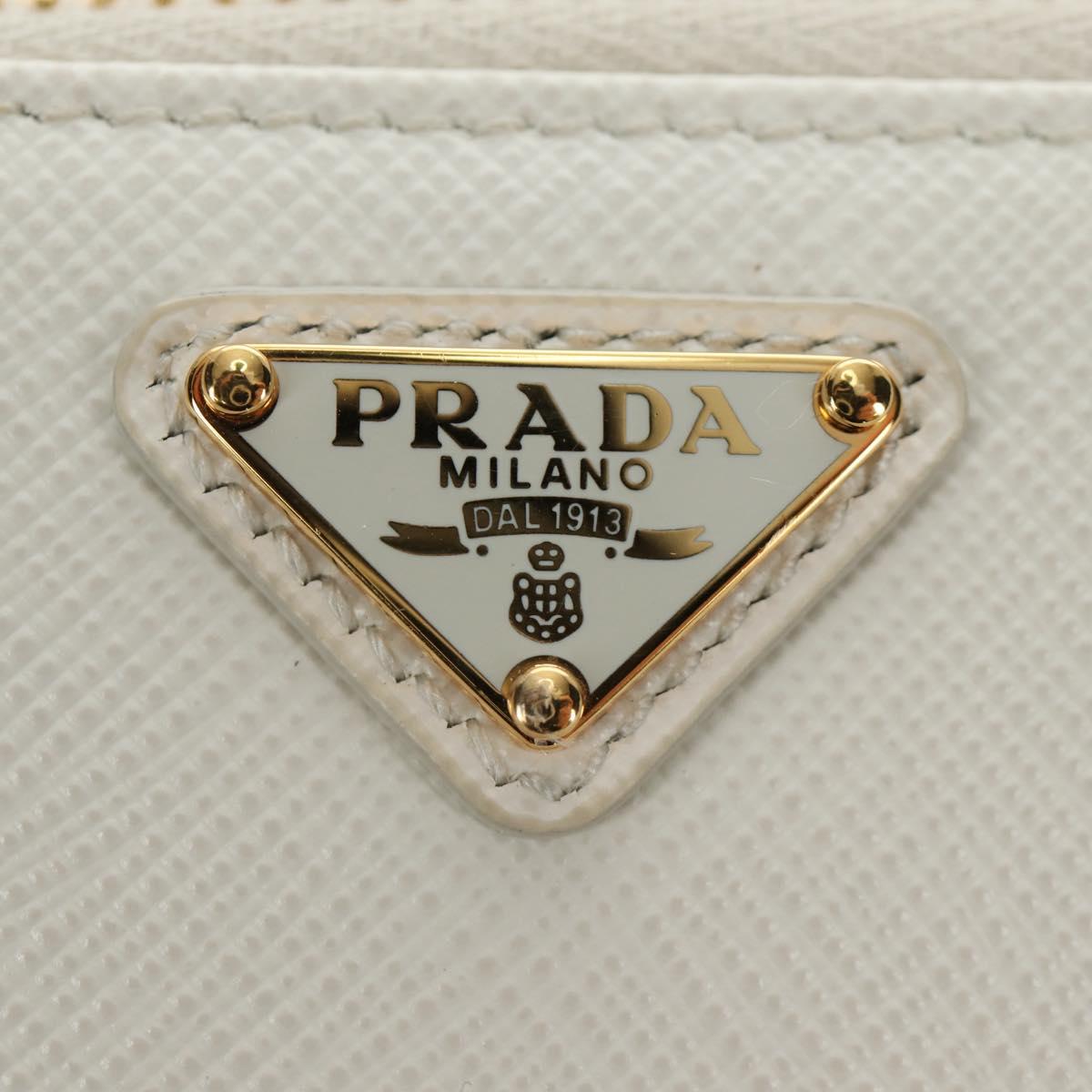 PRADA Chain Shoulder Mini Bag Safiano leather White Gold Auth 190429M