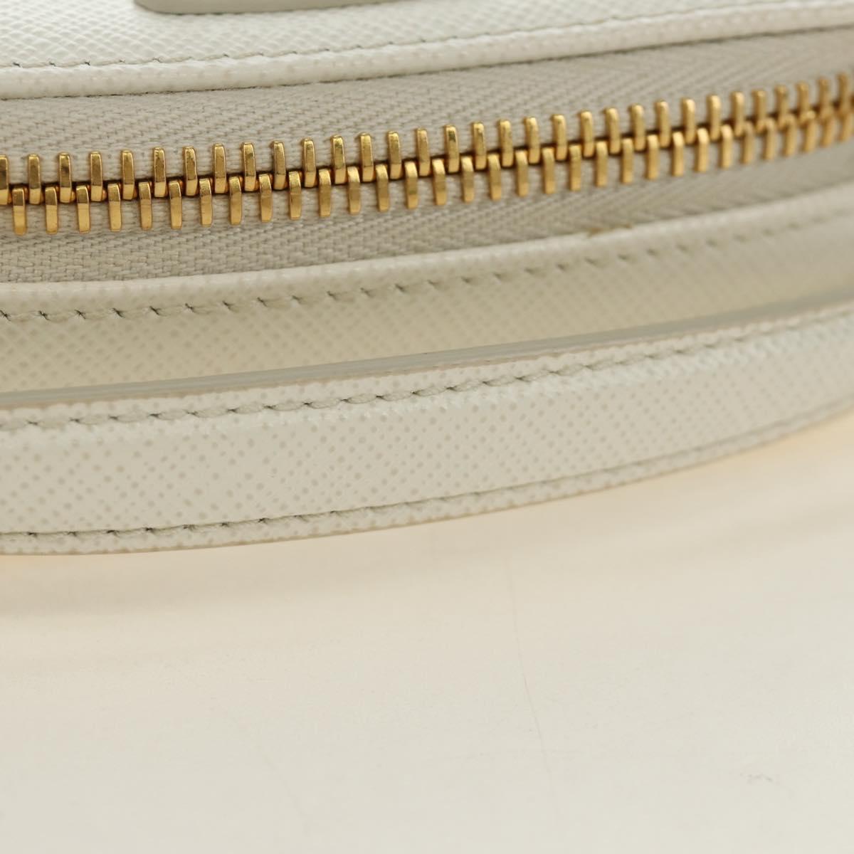 PRADA Chain Shoulder Mini Bag Safiano leather White Gold Auth 190429M