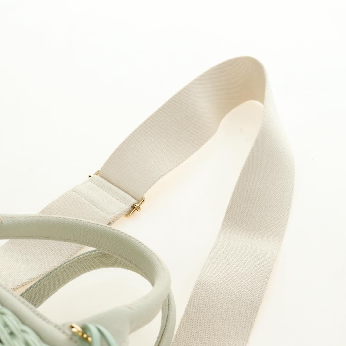 PRADA Hand Bag Rattan 2way Green Gold Auth 190430SAM