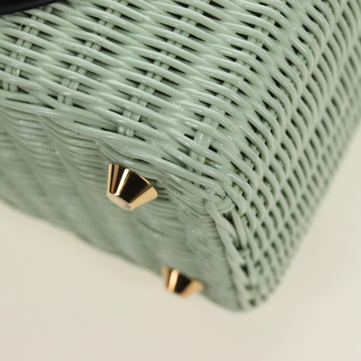 PRADA Hand Bag Rattan 2way Green Gold Auth 190430SAM