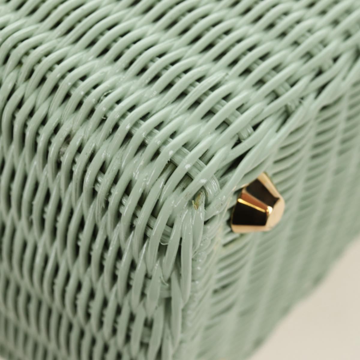 PRADA Hand Bag Rattan 2way Green Gold Auth 190430SAM