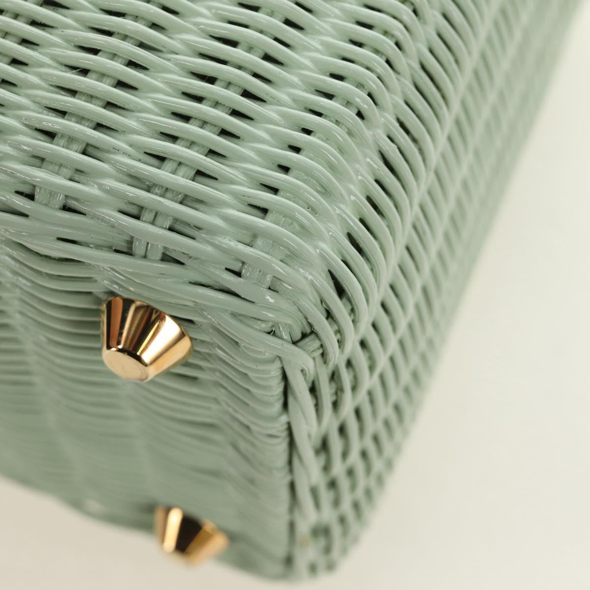 PRADA Hand Bag Rattan 2way Green Gold Auth 190430SAM