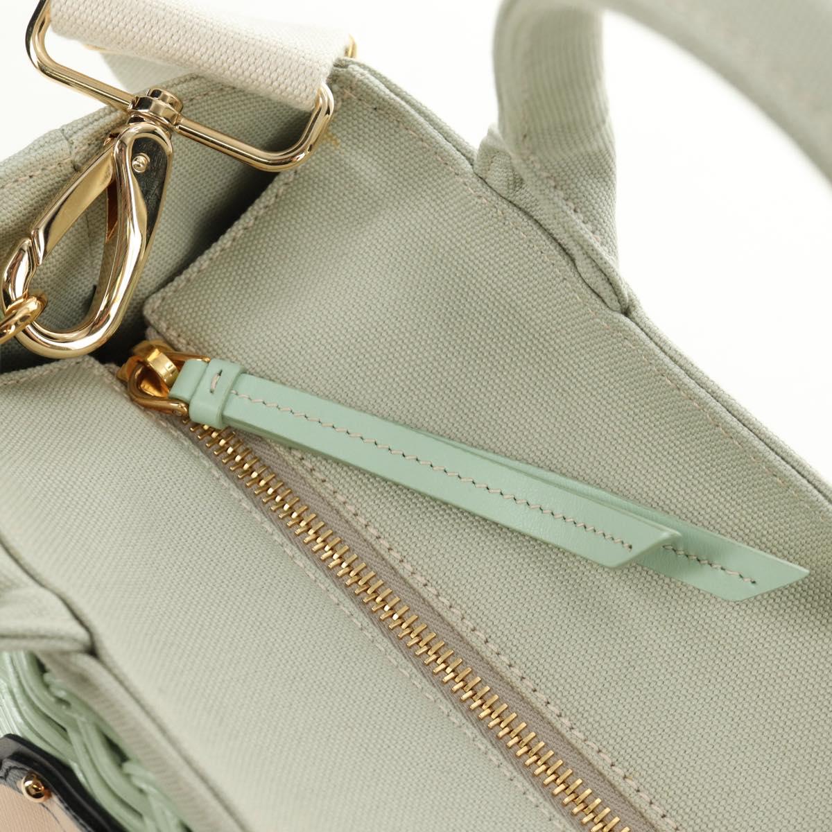 PRADA Hand Bag Rattan 2way Green Gold Auth 190430SAM