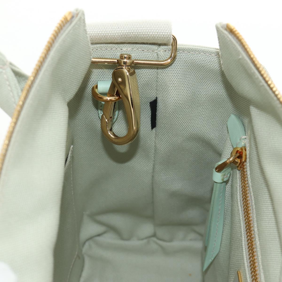 PRADA Hand Bag Rattan 2way Green Gold Auth 190430SAM