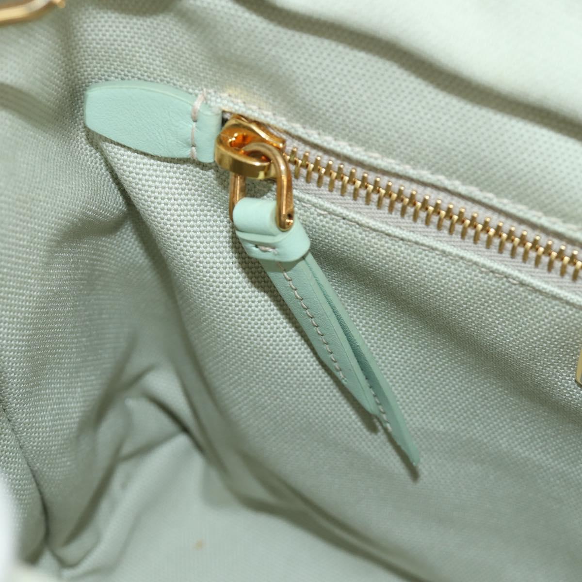 PRADA Hand Bag Rattan 2way Green Gold Auth 190430SAM