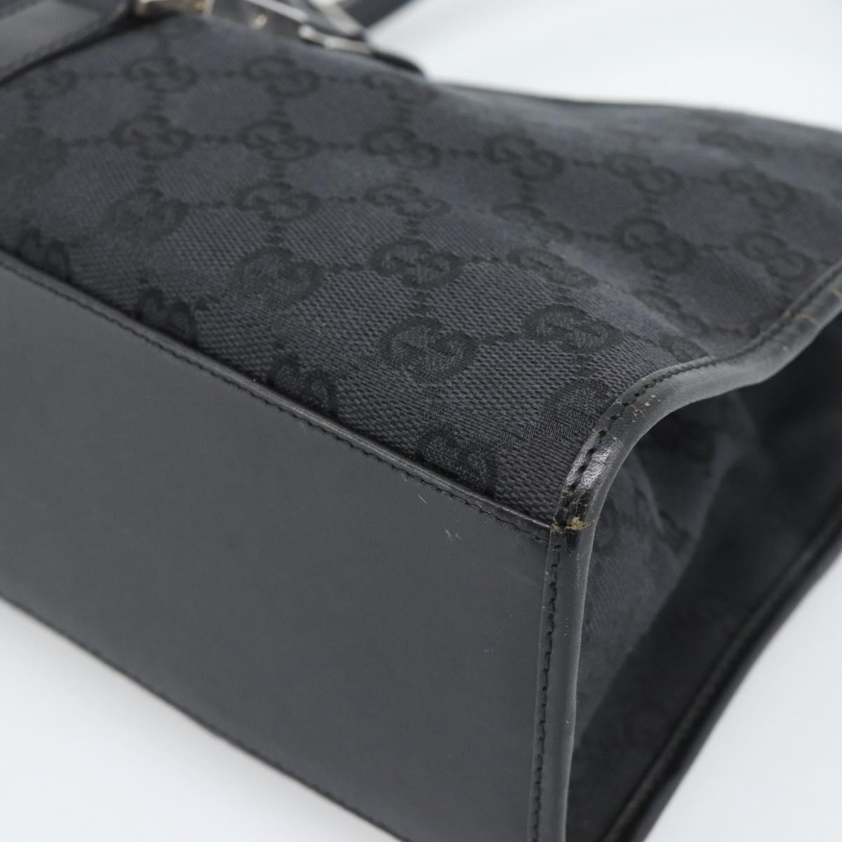 GUCCI GG Canvas Jackie Hand Bag Black Silver 002 1067 Auth 190433A