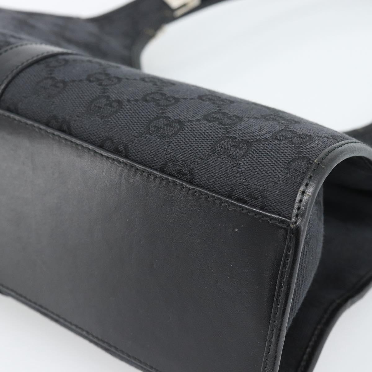 GUCCI GG Canvas Jackie Hand Bag Black Silver 002 1067 Auth 190433A
