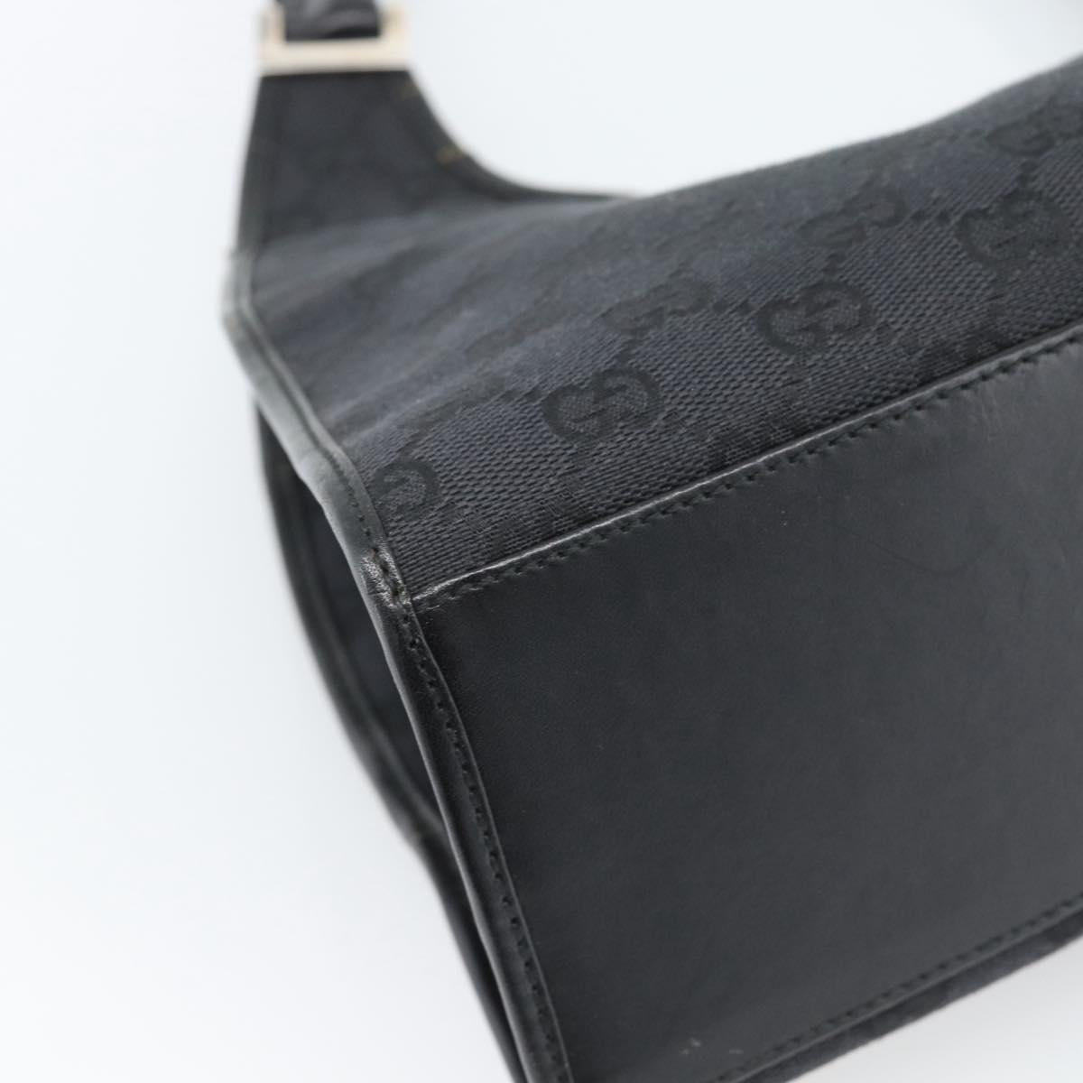 GUCCI GG Canvas Jackie Hand Bag Black Silver 002 1067 Auth 190433A