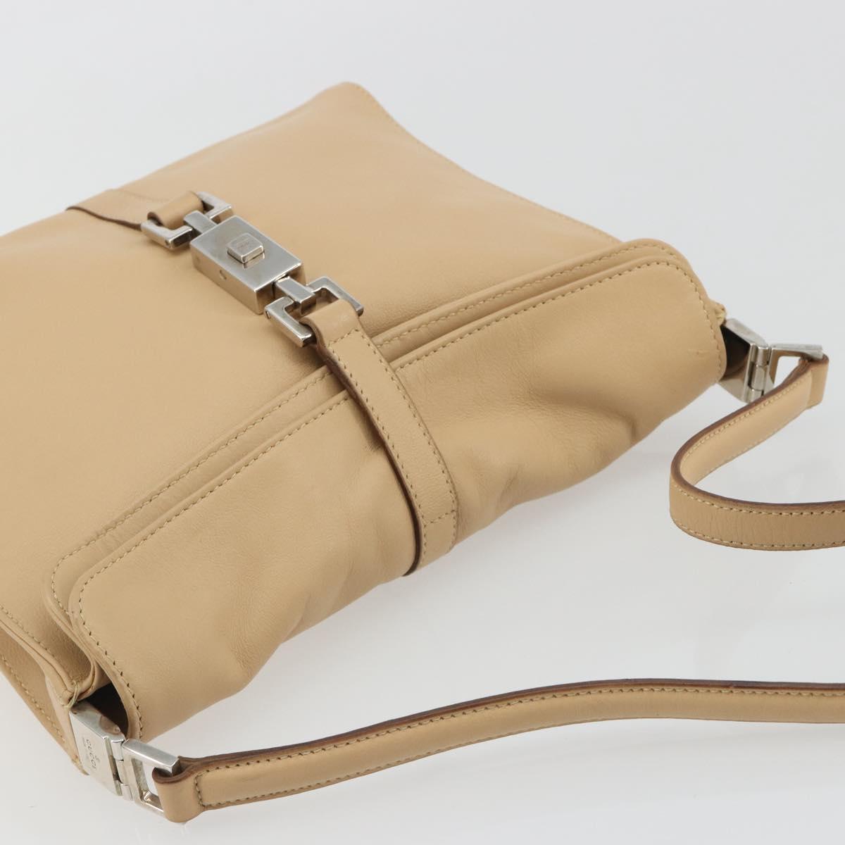 GUCCI Jackie Shoulder Bag Leather Beige Silver 001 3734 Auth 190435V