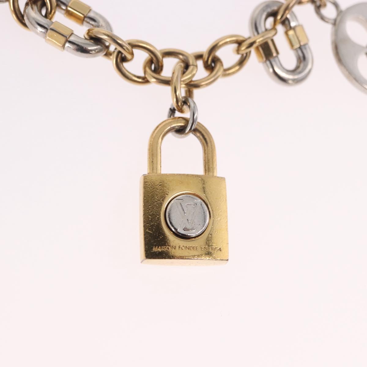 LOUIS VUITTON Chain LV Padlock Bag Charm metal Gold Tone M00538 LV Auth 190446M