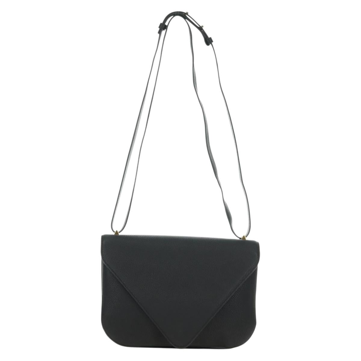 BOTTEGA VENETA Chain Shoulder Bag Leather 2way Black Gold Auth 190448V