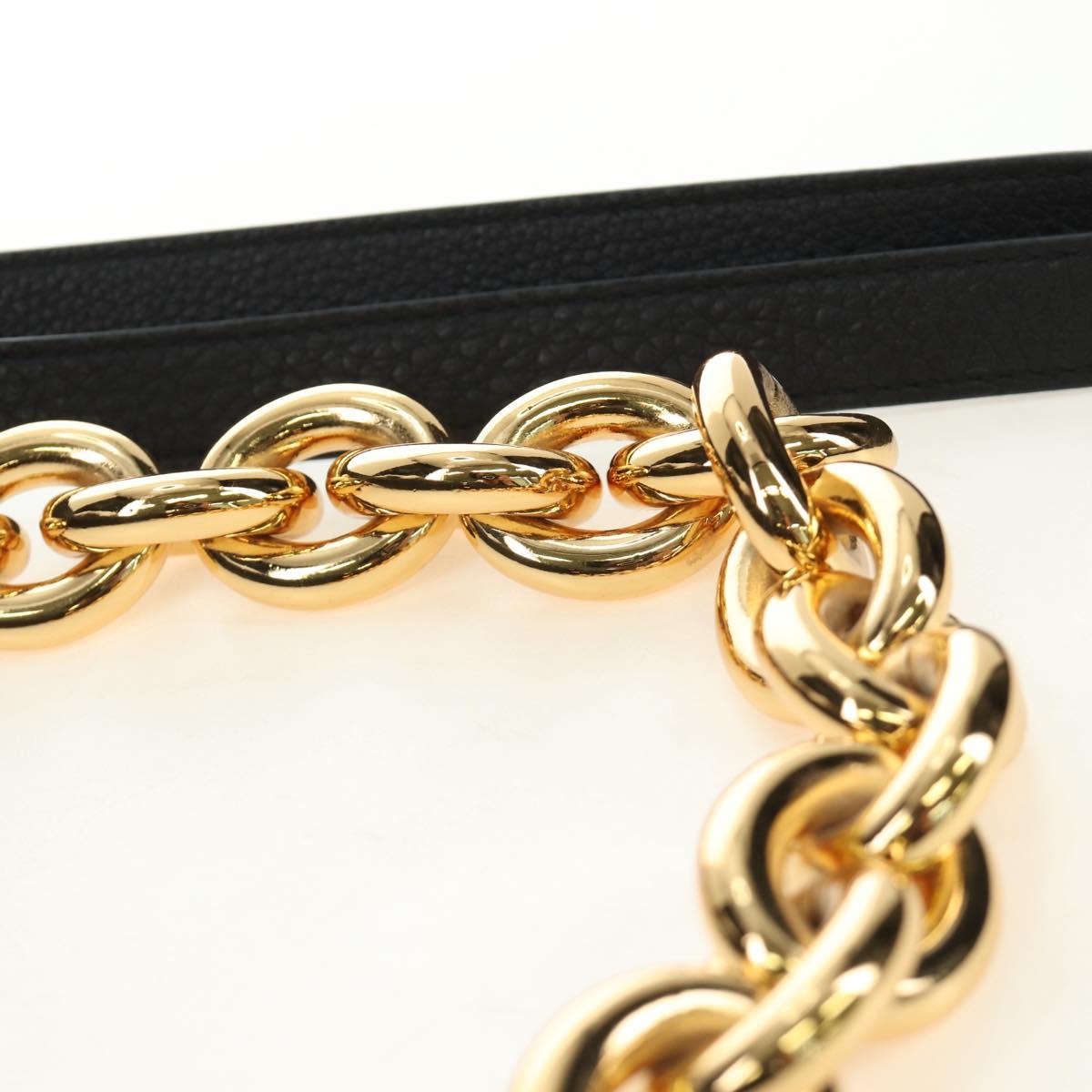 BOTTEGA VENETA Chain Shoulder Bag Leather 2way Black Gold Auth 190448V