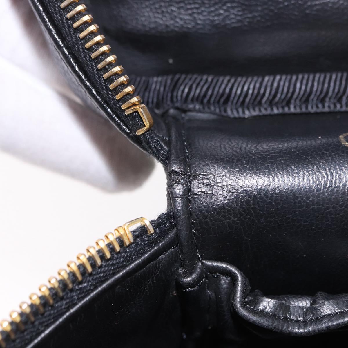 CHANEL Vanity Hand Bag Caviar Skin Black Gold CC Auth 190449V