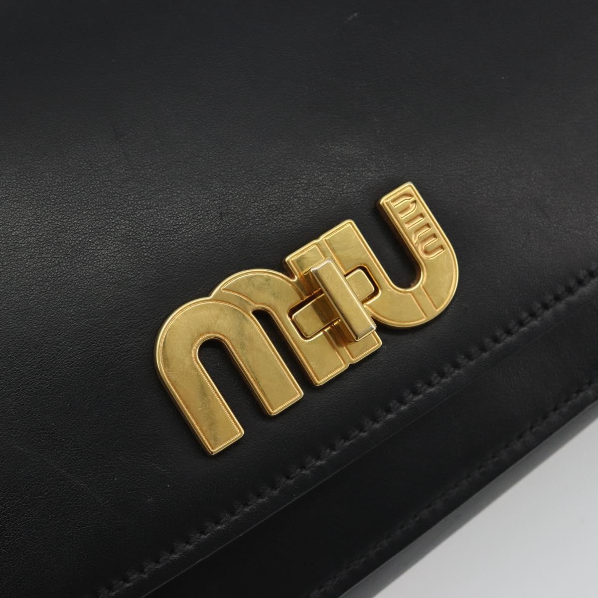 Miu Miu Shoulder Bag Leather Black Gold Auth 190450M