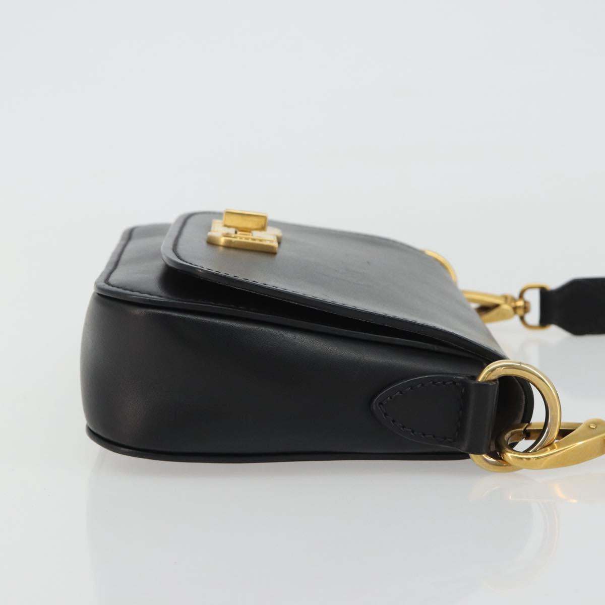 Miu Miu Shoulder Bag Leather Black Gold Auth 190450M