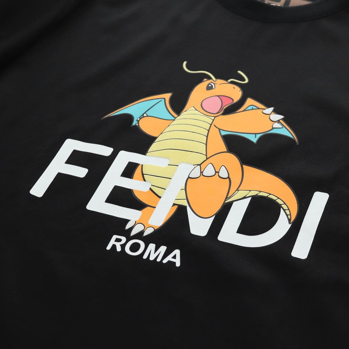 FENDI FENDI x FRGMT x POKÉMON Dragonite T-Shirt Cotton S Black Auth 190452SM