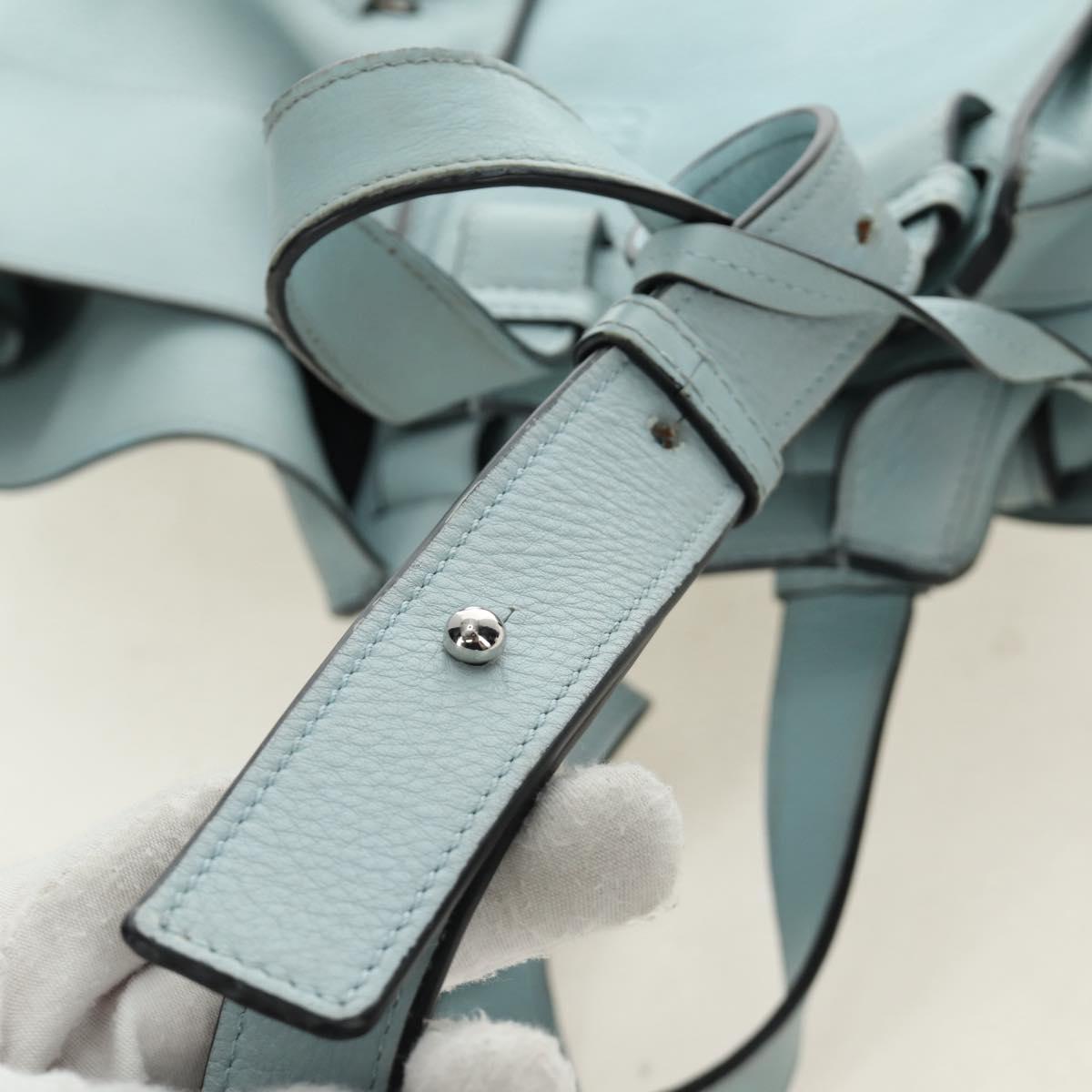 LOEWE Hammock Hand Bag Leather 2way Light Blue Silver Auth 190453A