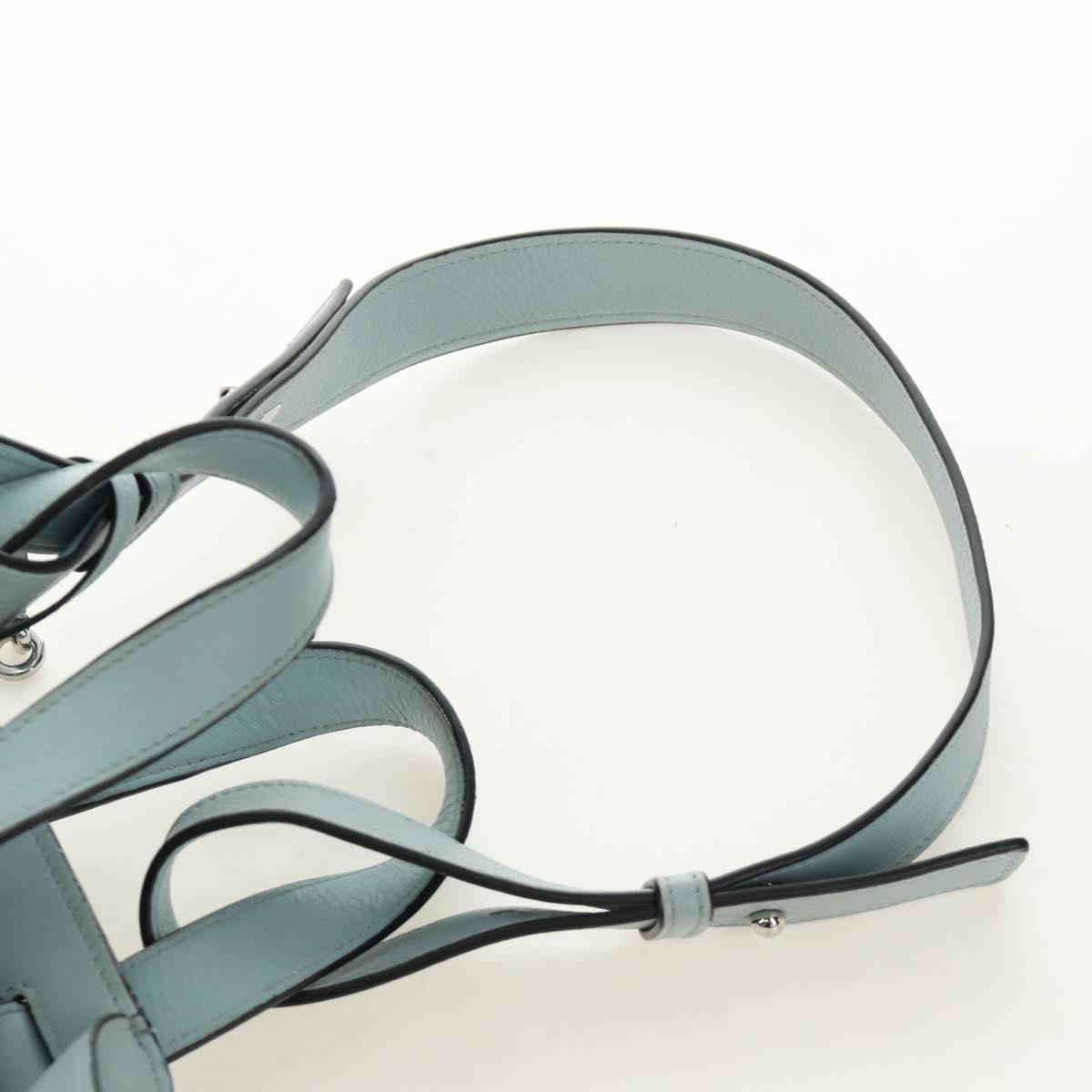 LOEWE Hammock Hand Bag Leather 2way Light Blue Silver Auth 190453A