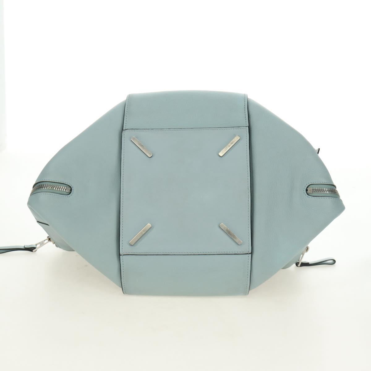 LOEWE Hammock Hand Bag Leather 2way Light Blue Silver Auth 190453A