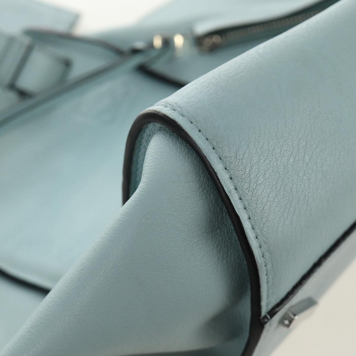 LOEWE Hammock Hand Bag Leather 2way Light Blue Silver Auth 190453A