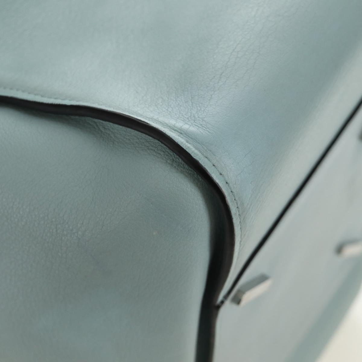 LOEWE Hammock Hand Bag Leather 2way Light Blue Silver Auth 190453A