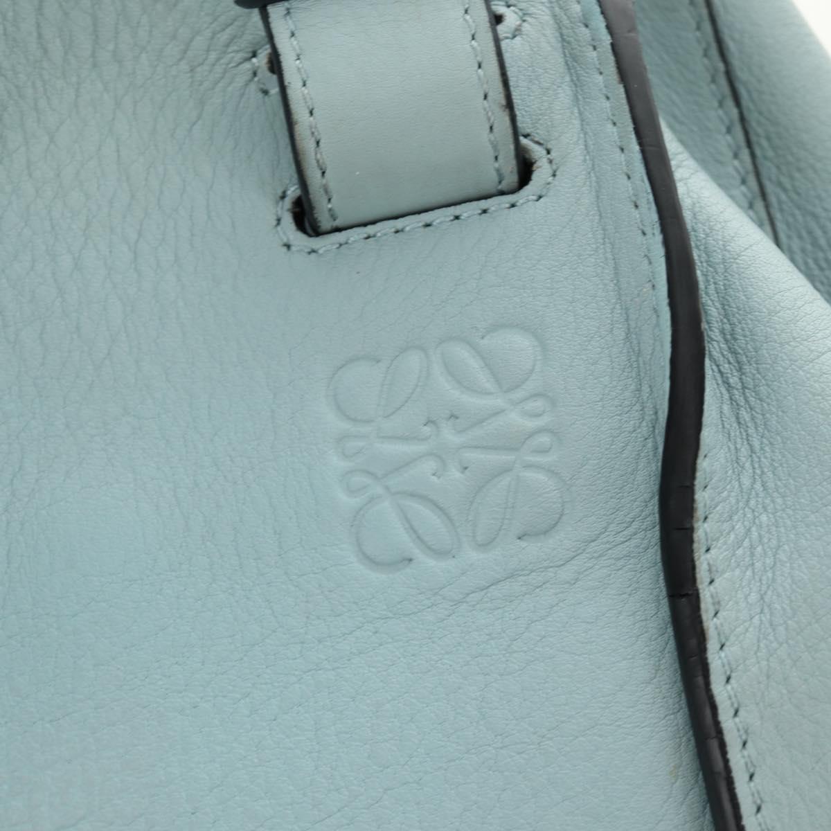 LOEWE Hammock Hand Bag Leather 2way Light Blue Silver Auth 190453A