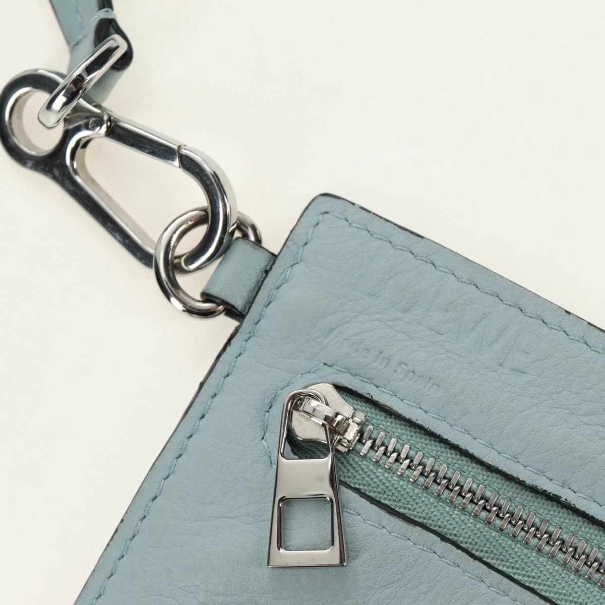 LOEWE Hammock Hand Bag Leather 2way Light Blue Silver Auth 190453A