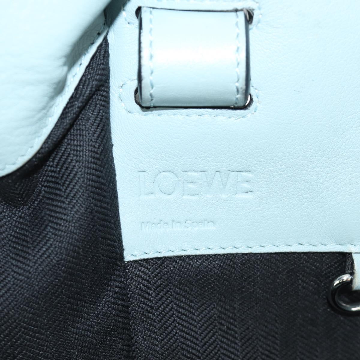 LOEWE Hammock Hand Bag Leather 2way Light Blue Silver Auth 190453A