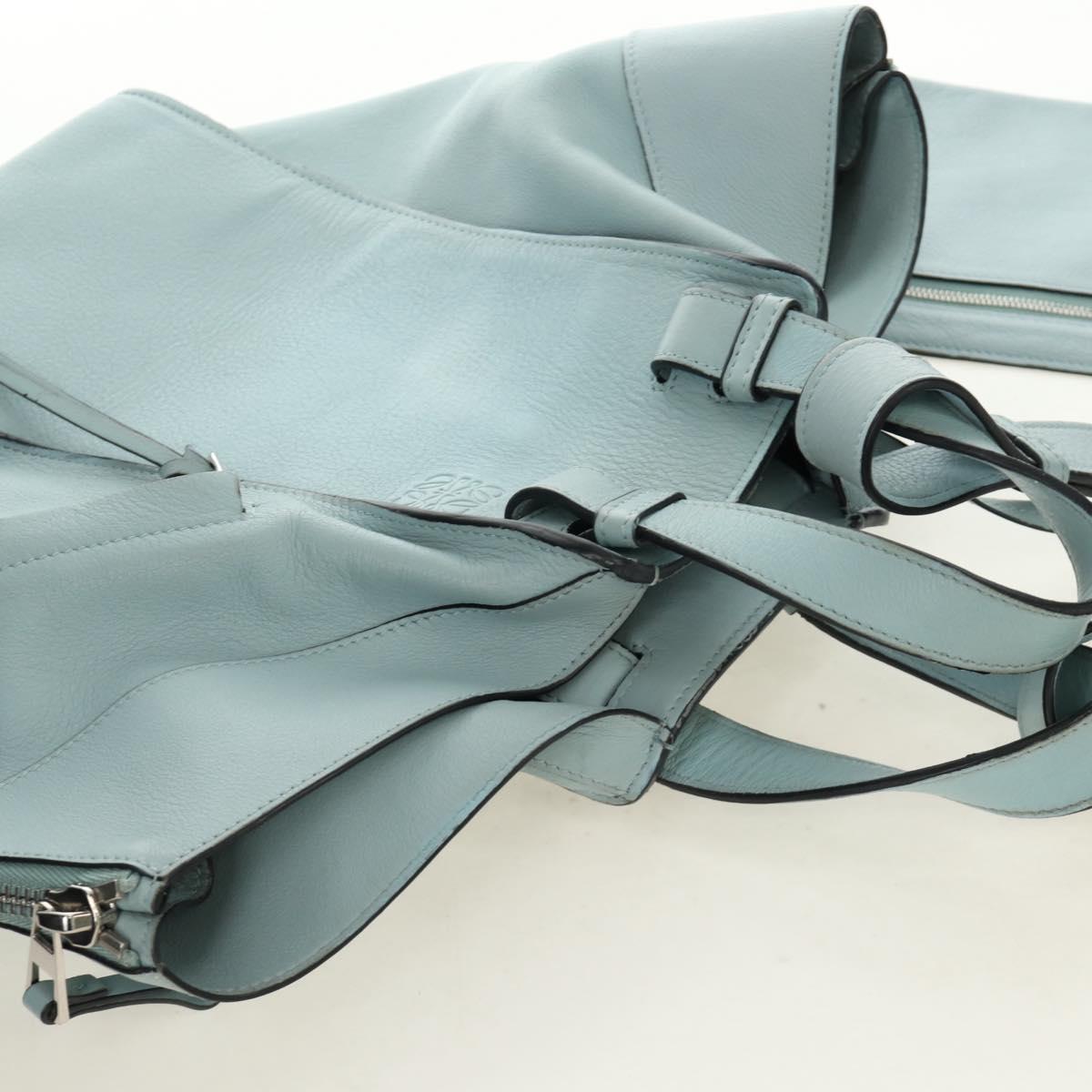 LOEWE Hammock Hand Bag Leather 2way Light Blue Silver Auth 190453A