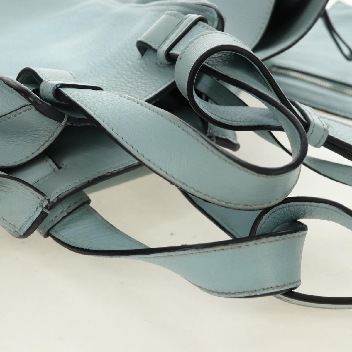 LOEWE Hammock Hand Bag Leather 2way Light Blue Silver Auth 190453A