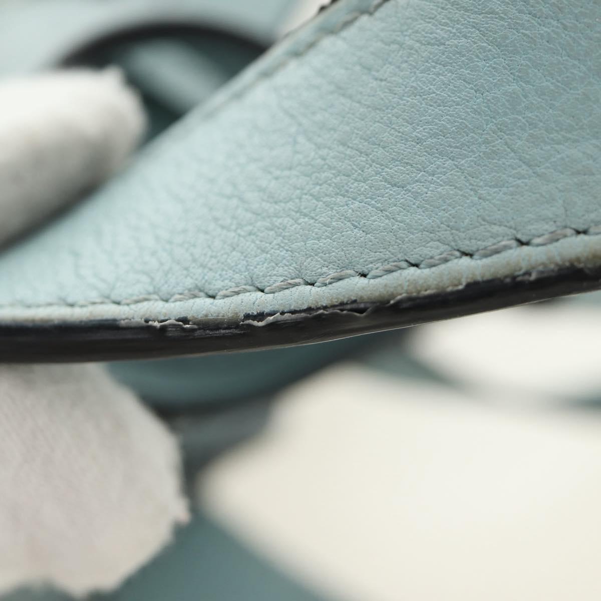 LOEWE Hammock Hand Bag Leather 2way Light Blue Silver Auth 190453A