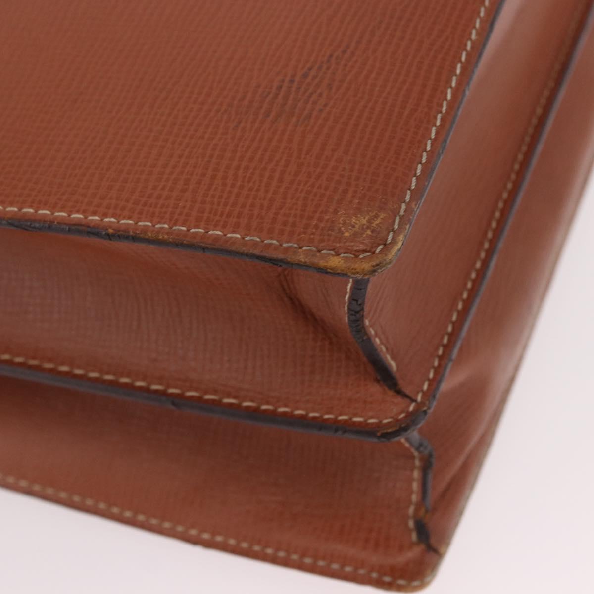 LOEWE Briefcase Leather Brown Gold Auth 190454