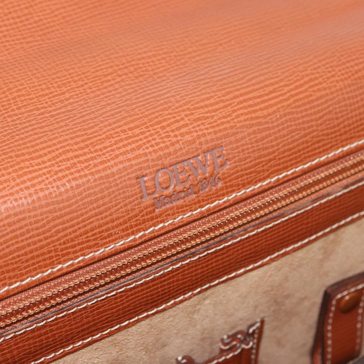 LOEWE Briefcase Leather Brown Gold Auth 190454