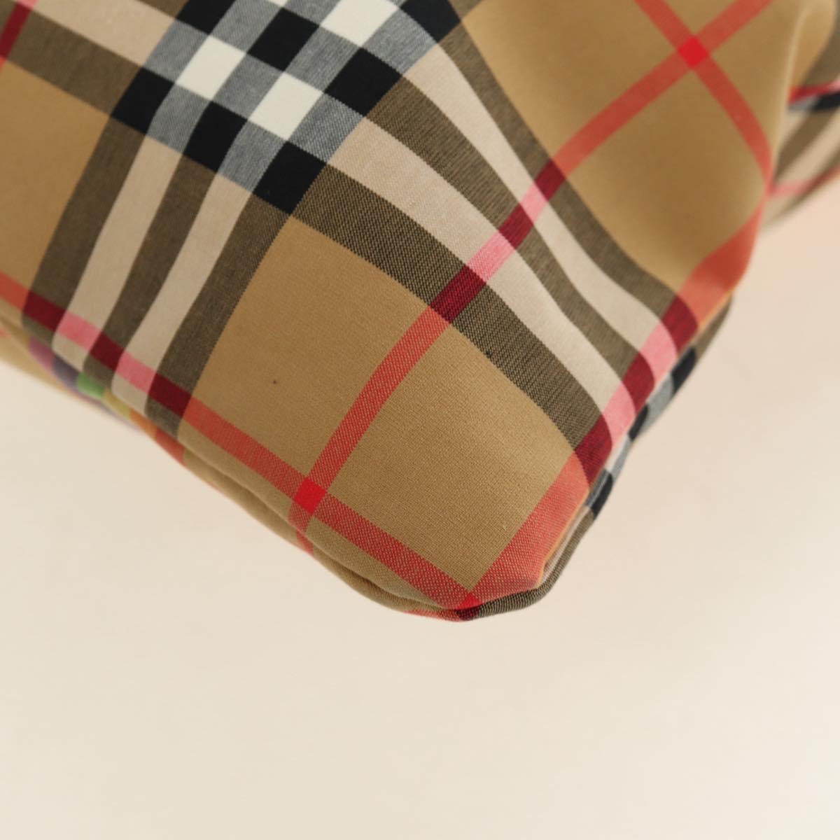 BURBERRY Nova Check Tote Bag Canvas Beige Silver Auth 190455M