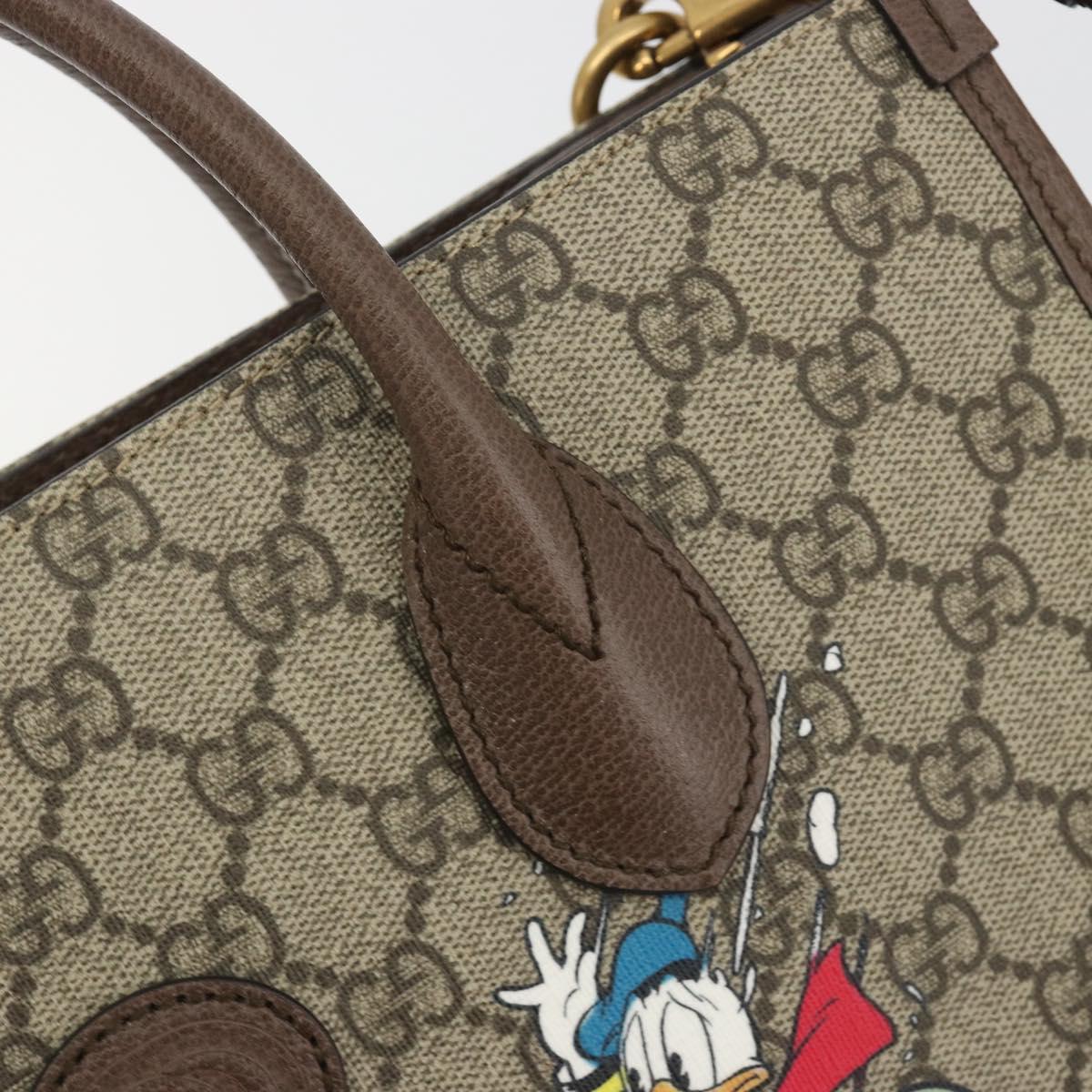 GUCCI GG Supreme Donald duck Hand Bag PVC 2way Beige Gold 648134 Auth 190456M